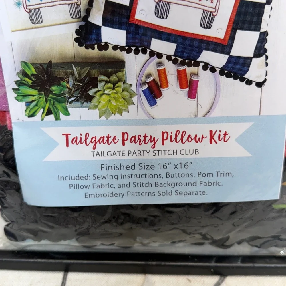 Adornit Tailgate Party Pillow Kit 16x16 Holiday‎ Hand Embroidery Stitch Club